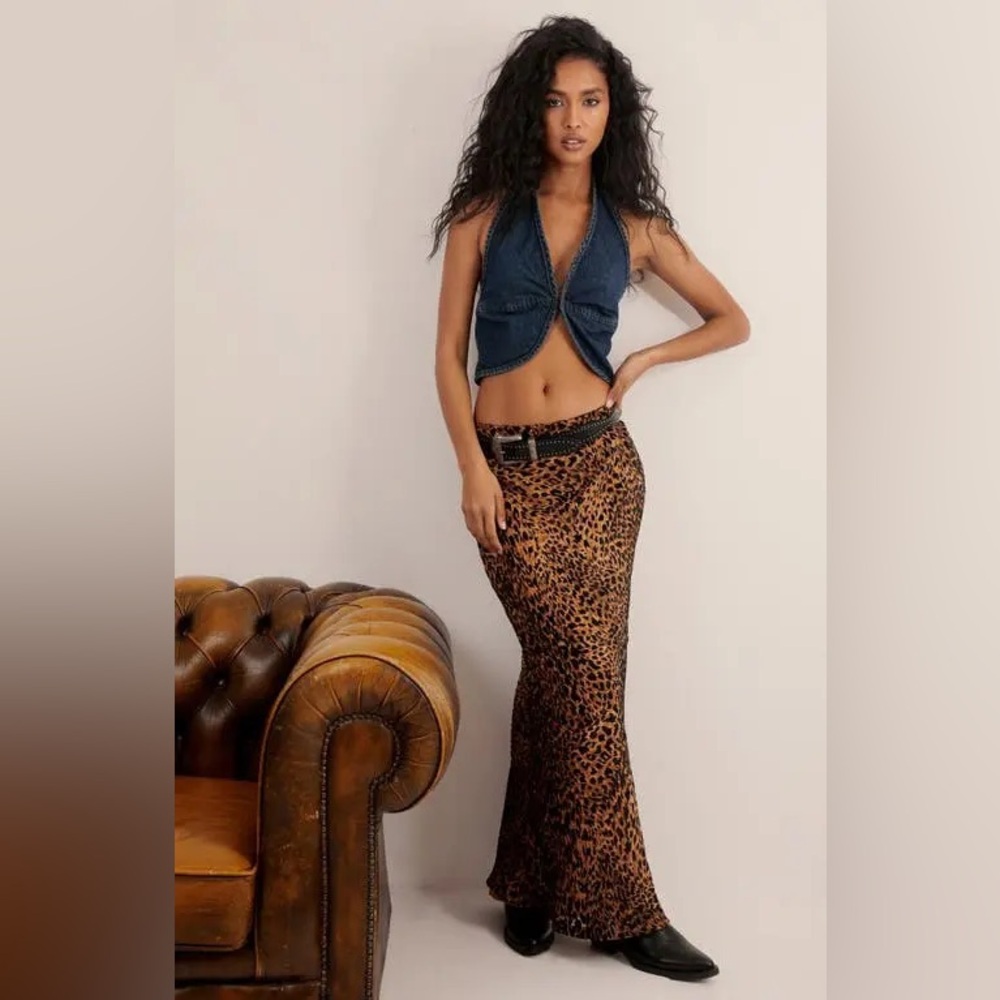 NASTY GAL | Devore Leopard Maxi Skirt | Size 10